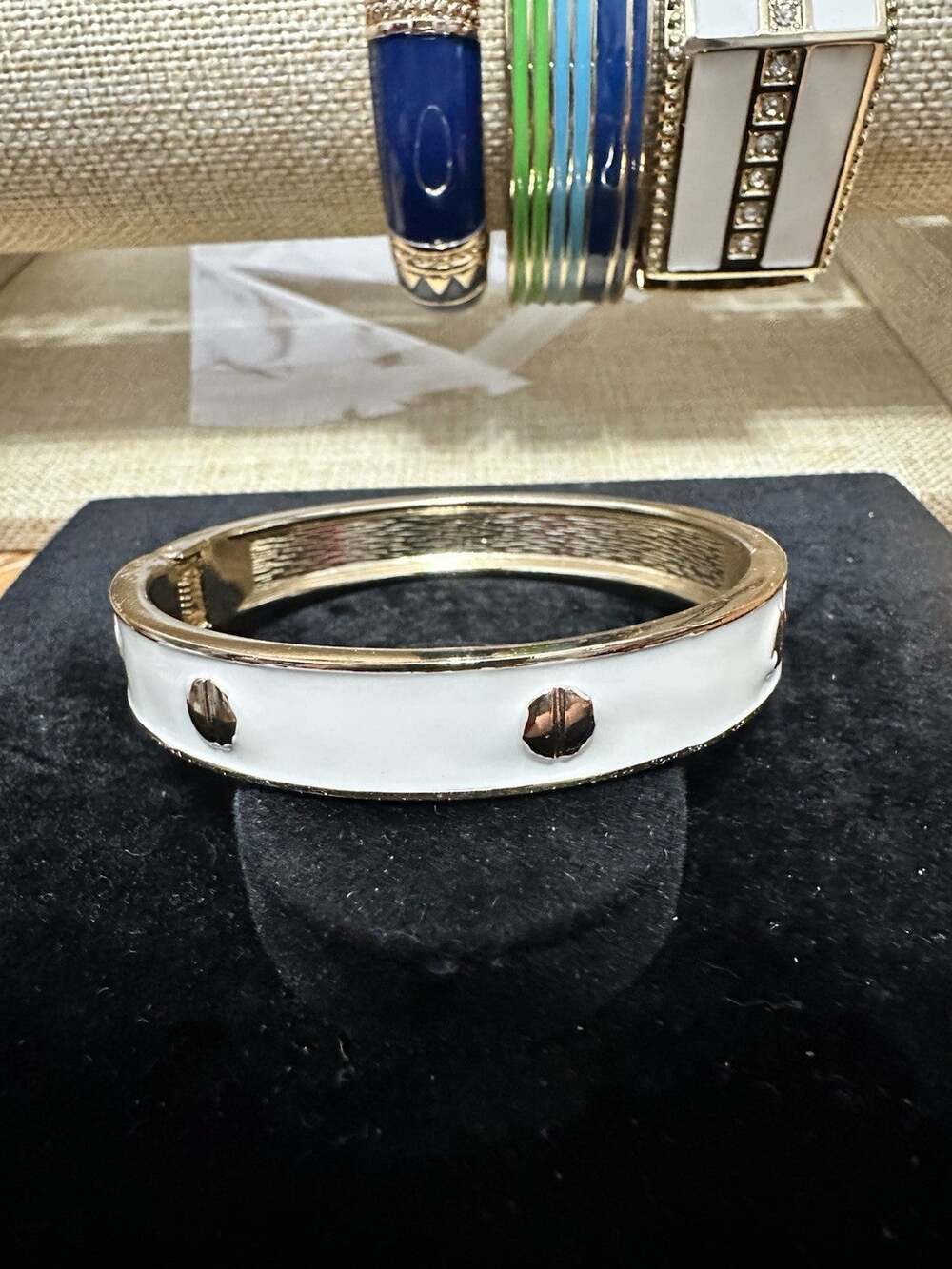 Sequin Nordstrom Multicolor Gold Tone Statement Enamel Bangle Bracelet # 136
